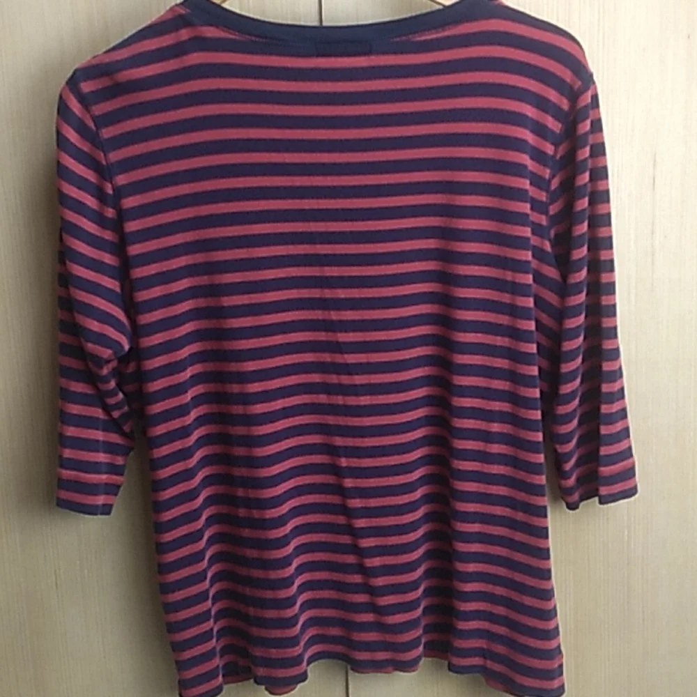 Lauren Ralph Lauren Jeans Co Women's Size 1X Shirt Blue & Red 3/4 sleeve - Picture 4 of 5